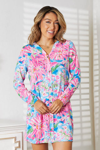 Double Take Floral Open Front Long Sleeve Cardigan Trendsi