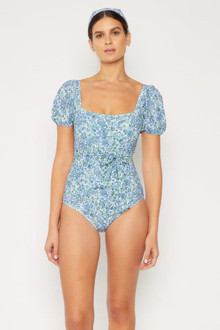 Marina West Swim Salty Air Puff Sleeve One-Piece in Blue Trendsi