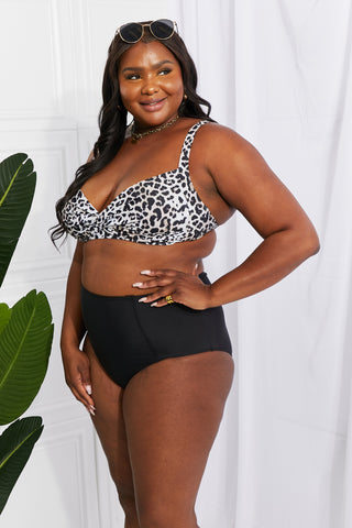 Marina West Swim Take A Dip Twist High-Rise Bikini in Leopard Trendsi