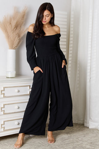 Double Take Square Neck Jumpsuit with Pockets Trendsi