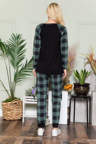 Celeste Plaid Long Sleeve T-Shirt with Pockets Trendsi