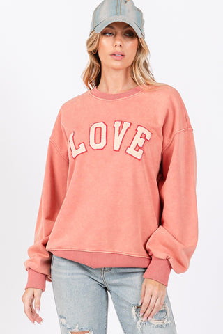 SAGE + FIG LOVE Path Applique Drop Shoulder Sweatshirt Trendsi