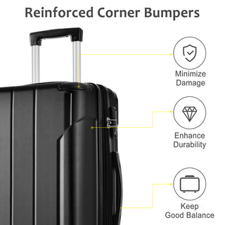 24In Expandable Lightweight Spinner Suitcase with Corner Guards - Silver Corner Protectors_3