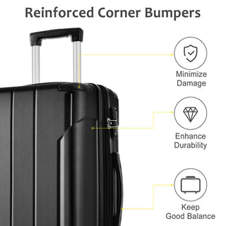 20In Expandable Lightweight Spinner Suitcase with Corner Guards - Black Corner Protectors_3