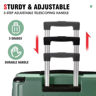 Set of 3 Piece Expandable Lightweight Spinner Suitcase with Corner Guards - Green_12