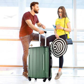 Set of 3 Piece Expandable Lightweight Spinner Suitcase with Corner Guards - Green_17