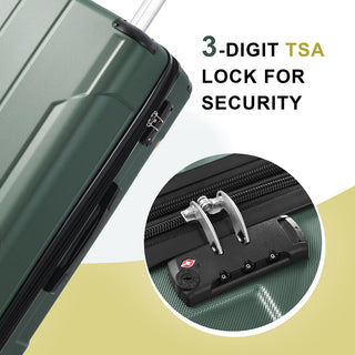 Set of 3 Piece Expandable Lightweight Spinner Suitcase with Corner Guards - Green_9