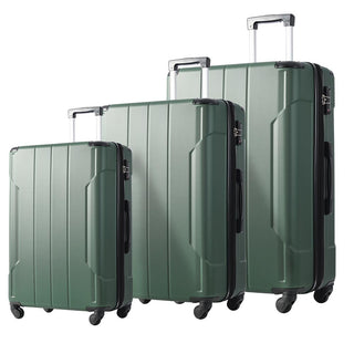 Set of 3 Piece Expandable Lightweight Spinner Suitcase with Corner Guards - Green_0