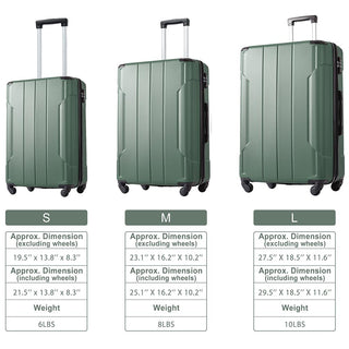 Set of 3 Piece Expandable Lightweight Spinner Suitcase with Corner Guards - Green_6