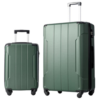 Set of 3 Piece Expandable Lightweight Spinner Suitcase with Corner Guards - Green_1