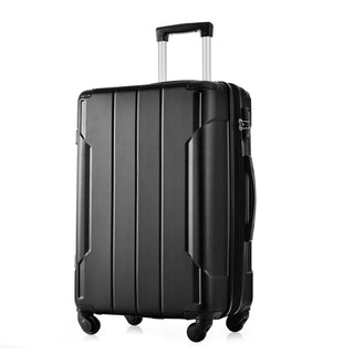 Set of 3 Piece Expandable Lightweight Spinner Suitcase with Corner Guards - Black_1