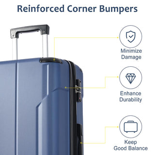 24In Expandable Lightweight Spinner Suitcase with Corner Guards - Blue_4