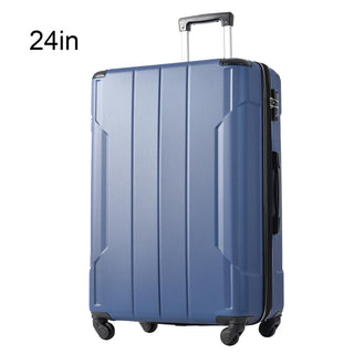 24In Expandable Lightweight Spinner Suitcase with Corner Guards - Blue_2