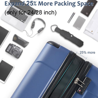 24In Expandable Lightweight Spinner Suitcase with Corner Guards - Blue_6