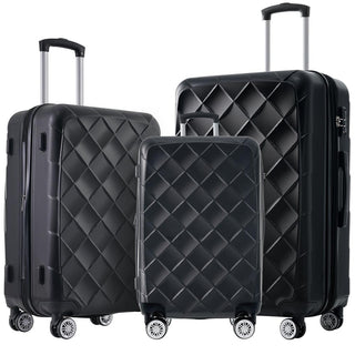 Set of 3 Lightweight Suitcase with TSA Lock and Spinner Wheels - Black_1