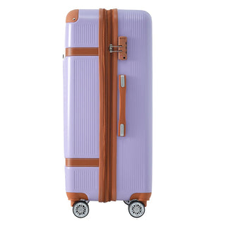 3 Piece Lightweight Hard-shell Luggage Sets double spinner 8 wheels Suitcase with TSA Lock - Lilac_3