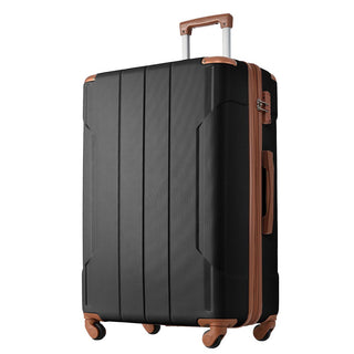 Set of 2 Expandable Hard Side Suitcase with TSA Lock and Spinner Wheels - Black plus Brown_2