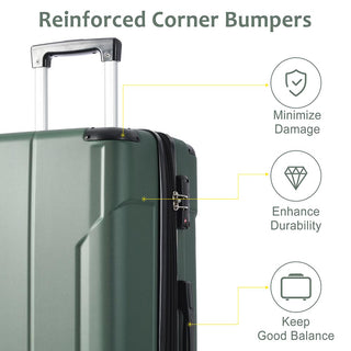 24In Expandable Lightweight Spinner Suitcase with Corner Guards - Green_4