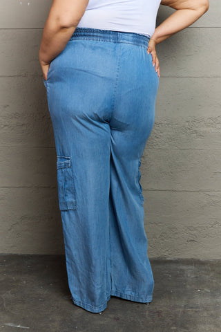 GeeGee Out Of Site Full Size Denim Cargo Pants Trendsi