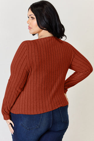 Basic Bae Full Size Ribbed Long Sleeve T-Shirt Trendsi