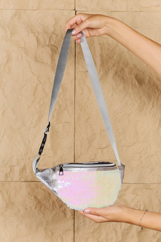 Fame Festival Baby Sequin Front Single Zipper Fanny Pack Trendsi