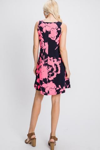 Heimish Full Size Floral V-Neck Tank Dress with Pockets Trendsi