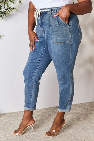 Judy Blue Full Size High Waist Drawstring Denim Jeans Trendsi