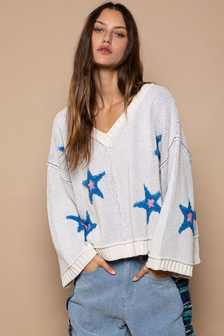 POL Long Sleeve Star Patch Sweater Trendsi