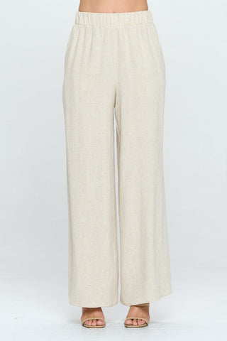 RENEE C Linen Wide Leg Pants with Pockets Trendsi