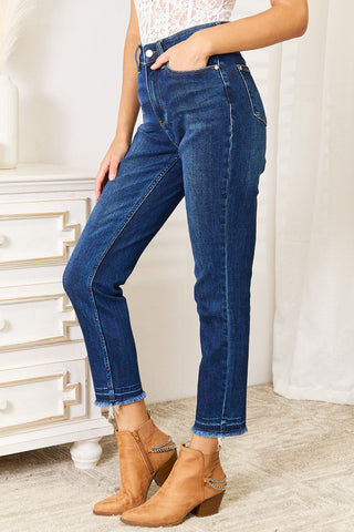 Judy Blue Full Size High Waist Released Hem Slit Jeans Trendsi