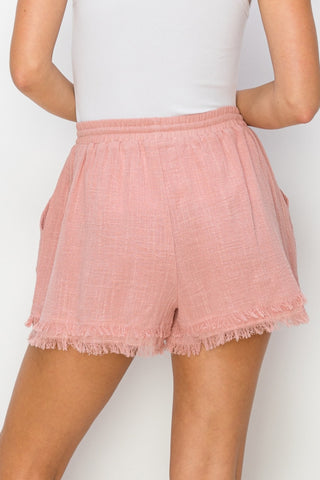 HYFVE Drawstring Frayed Shorts Trendsi