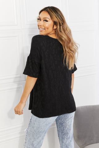 BOMBOM At The Fair Animal Textured Top in Black Trendsi