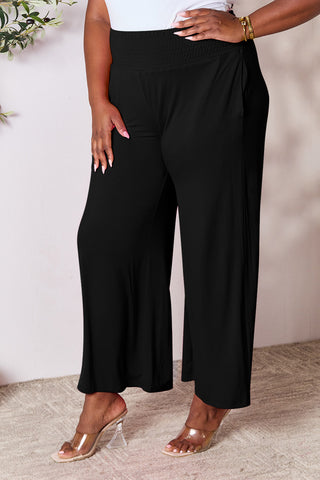 Double Take Full Size Smocked Wide Waistband Wide Leg Pants Trendsi