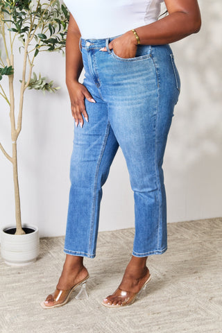 BAYEAS Full Size High Waist Straight Jeans Trendsi