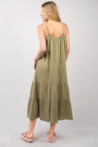 VERY J Ruffled A-Line Midi Cami Dress Trendsi