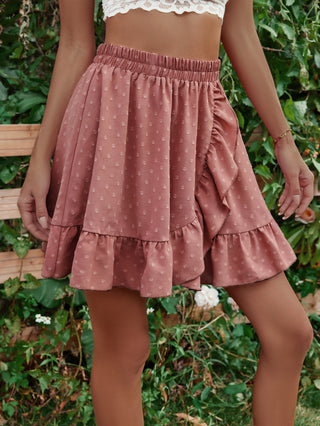 Honey Ruffle Hem Elastic Waist Mini Skirt Trendsi