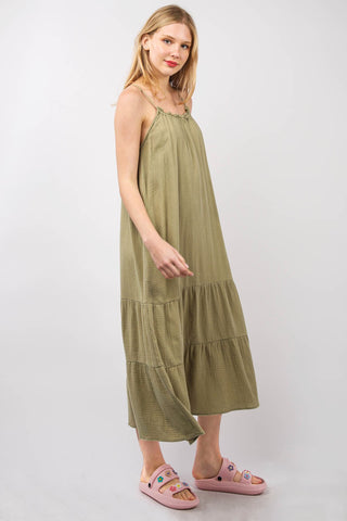 VERY J Ruffled A-Line Midi Cami Dress Trendsi