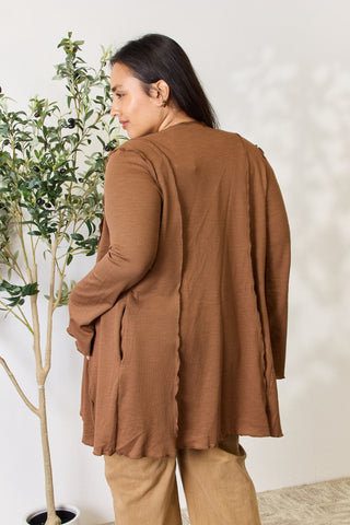 Culture Code Full Size Open Front Long Sleeve Cardigan Trendsi