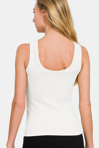 Zenana 2 Way Neckline Washed Ribbed Tank Trendsi