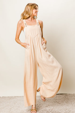 BiBi Texture Sleeveless Wide Leg Jumpsuit Trendsi