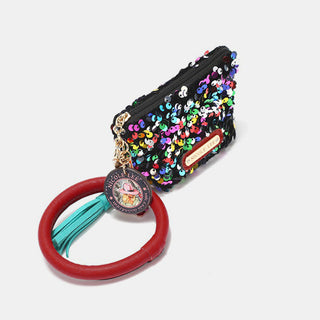 Nicole Lee USA Sequin Pouch Wristlet Keychain Trendsi