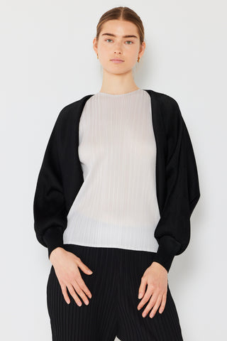 Marina West Swim Rib Pleated Puff Sleeve Bolero Cardigan Trendsi