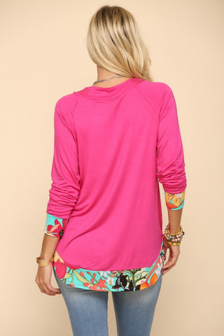 Celeste Full Size Tropical Print Long Sleeve T-Shirt Trendsi