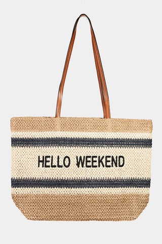 Fame Letter Graphic Striped Tote Bag Trendsi