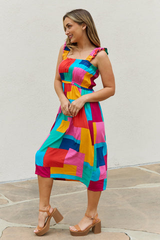 And The Why Multicolored Square Print Summer Dress Trendsi