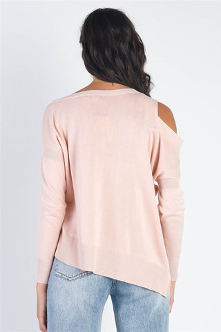 UNIQ Cold Shoulder Long Sleeve Knit Top Trendsi