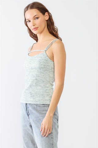 Le Lis Heathered Ribbed Adjustable Strap Cami Trendsi