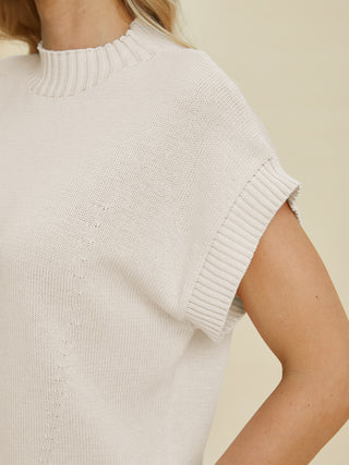 Double Take Full Size Mock Neck Short Sleeve Sweater Trendsi