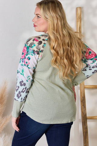 Hailey & Co Full Size Printed Round Neck Blouse Trendsi