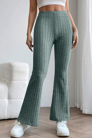 Basic Bae Full Size Ribbed High Waist Flare Pants Trendsi